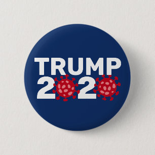 Badge Rond 5 Cm Trump 2020 - Drôle Virus Rouge et bleu marine