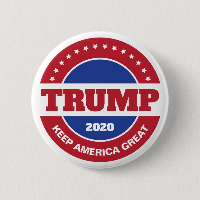 Badge Rond 5 Cm Trump 2020 rouge blanc et bleu (Devant)