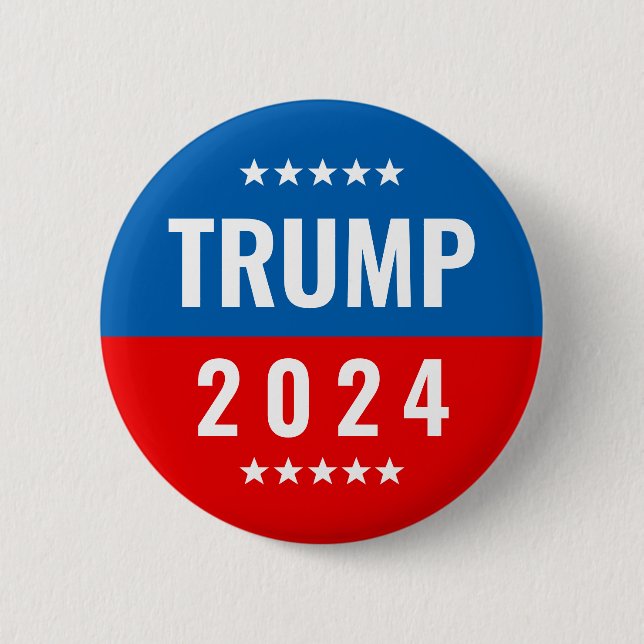 Badge Rond 5 Cm Trump 2020 Rouge et bleu avec étoiles (Devant)