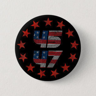 Badge Rond 5 Cm Trump 2024 45 47 Drapeau Américain Rétro Vintage 4