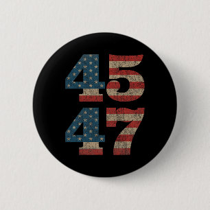 Badge Rond 5 Cm Trump 2024 45 47 Vintage American Flag Retro 4547