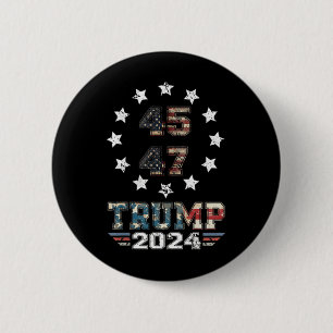 Badge Rond 5 Cm Trump 2024 Drapeau américain 2 côté