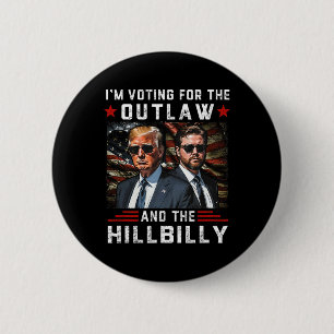Badge Rond 5 Cm Trump 2024 Drapeau hors-la-loi Hillbilly J.d.vance