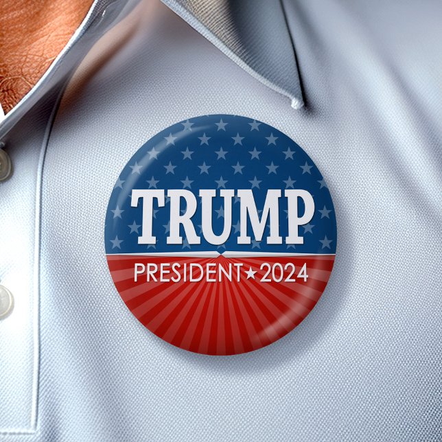 Badge Rond 5 Cm Trump 2024 Gardez l'Amérique grande - bleu rouge (Trump 2024 Button - Great Campaign and Rally button for the Next Election)