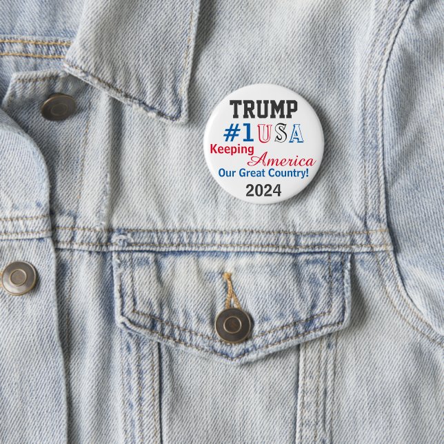 Badge Rond 5 Cm Trump 2024 MODIFIER Nom Quelque Parti (En situation)