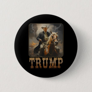 Badge Rond 5 Cm Trump 2024 Président Cow-boy Cheval de selle Weste