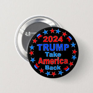 Badge Rond 5 Cm TRUMP 2024 Reprendre l'Amérique