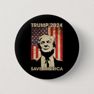 Badge Rond 5 Cm Trump 2024 Sauvez l'Amérique Amérique - Drapeau Él