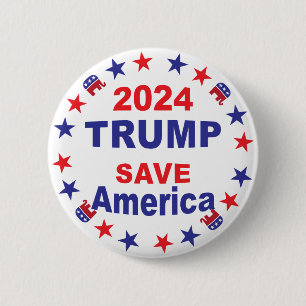BADGE ROND 5 CM TRUMP 2024 SAVE AMERICA
