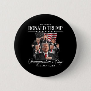 Badge Rond 5 Cm Trump 2025 47e Président Inauguration des États-Un