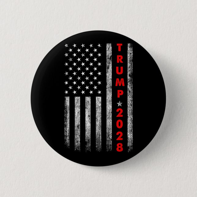 Badge Rond 5 Cm Trump 2028 Vote Donald Trump America Drapeau améri (Devant)