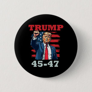 Badge Rond 5 Cm Trump 45-47 Conception Présidentielle Audacieuse P