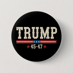 Badge Rond 5 Cm Trump 45 47 Drapeau Américain USA Rétro Vintage