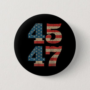 Badge Rond 5 Cm Trump 45 47 Drapeau Vintage américain Retro 4547