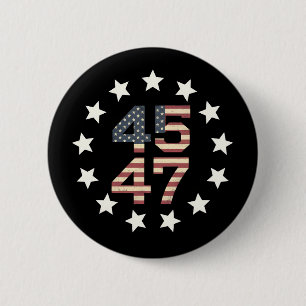Badge Rond 5 Cm Trump 45 47 étoiles Drapeau américain américain vi