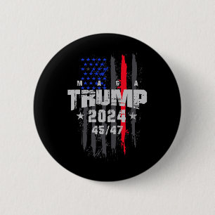 Badge Rond 5 Cm Trump 45-47 Mega Us Drapeau 2024 Élection Présiden