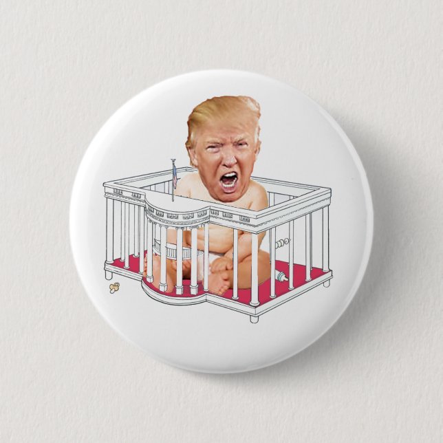 Badge Rond 5 Cm Trump à la Maison Blanche joue (Devant)