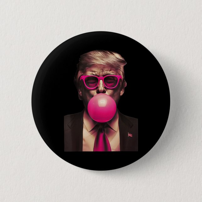 Badge Rond 5 Cm Trump Bubble Gum drôle (Devant)
