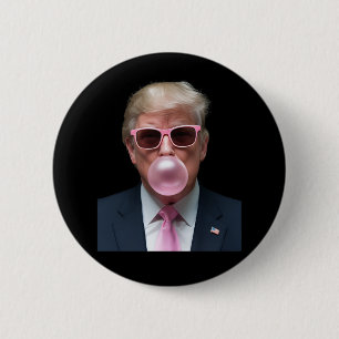 Badge Rond 5 Cm Trump Bubble Gum rose drôle Président des États-Un