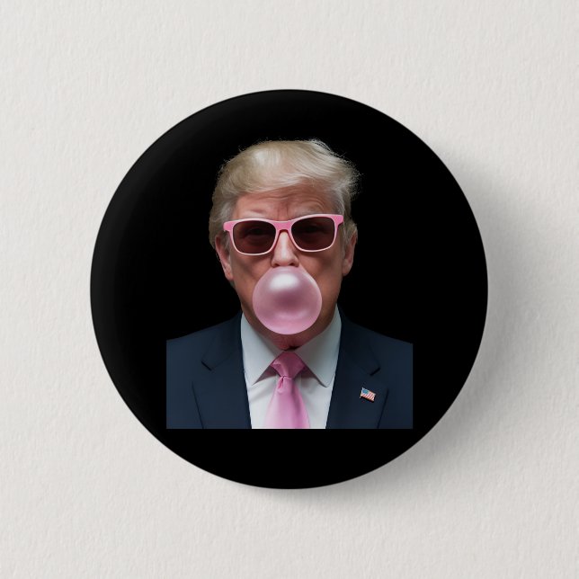 Badge Rond 5 Cm Trump Bubble Gum rose drôle Président des États-Un (Devant)
