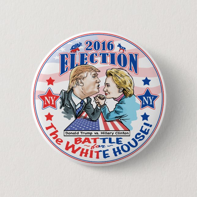 Badge Rond 5 Cm Trump contre Hillary 2016 (Devant)