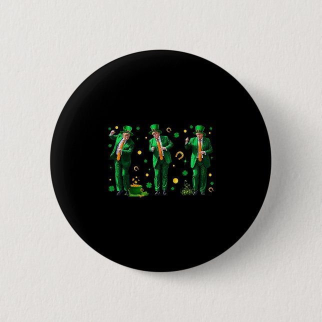 Badge Rond 5 Cm Trump dansant la Saint-Patrick  (Devant)