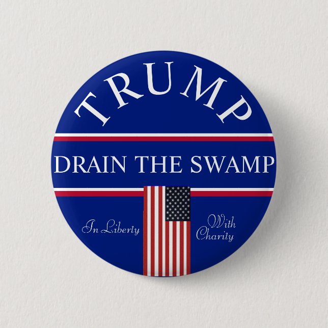 Badge Rond 5 Cm Trump Drain the Swamp  (Devant)