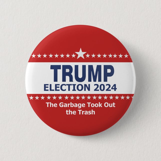 Badge Rond 5 Cm Trump Election 2024 Les ordures jettent les poubel (Devant)