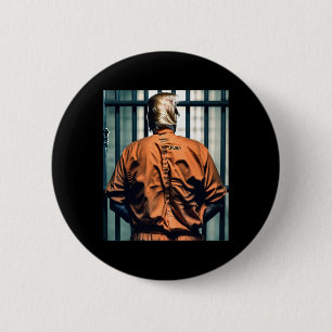 Badge Rond 5 Cm Trump En Prison Orange Jumpsuit Mains Cuffées Culp