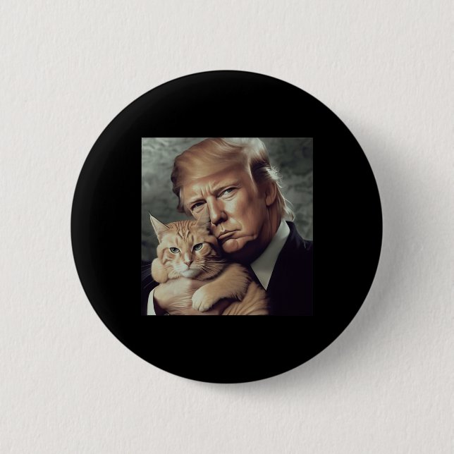 Badge Rond 5 Cm Trump Et Chat - Drôle Trump Cat Meme (Devant)