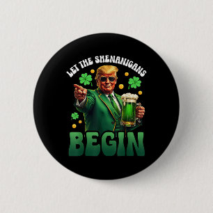Badge Rond 5 Cm Trump et le Jour de la Saint Patrick amusant laiss