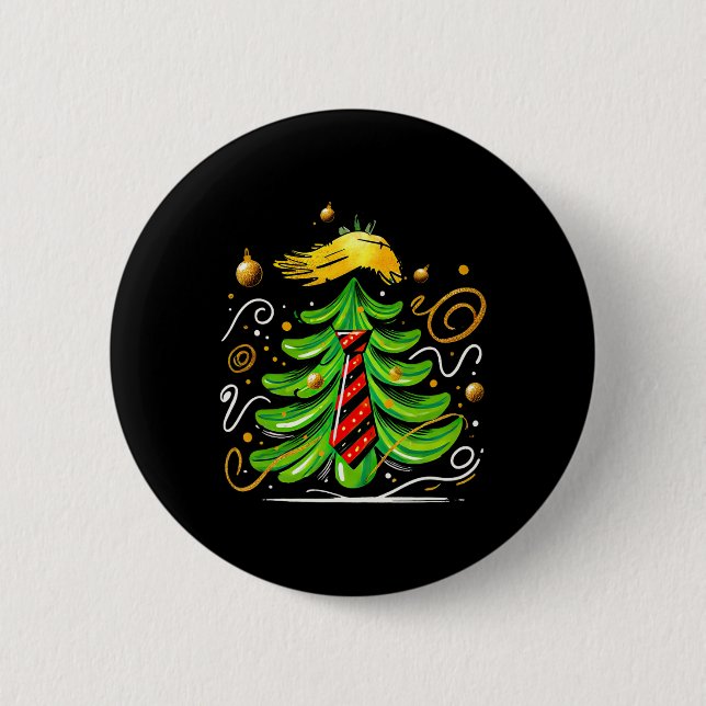 Badge Rond 5 Cm Trump Funny Christmas Tree (Devant)
