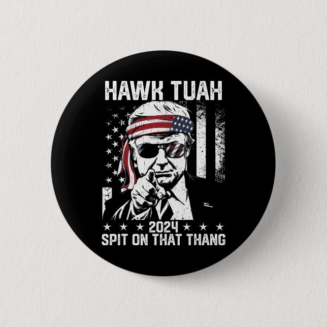Badge Rond 5 Cm Trump Funny Hawk Tush Spin Sur Ce Thang (Devant)