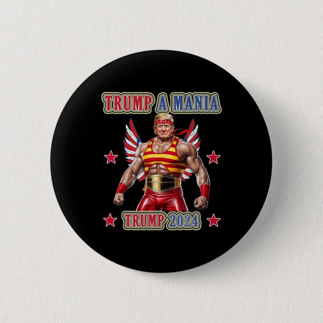 Badge Rond 5 Cm Trump Funny Wrestling Trumpamania Republican Conve (Devant)