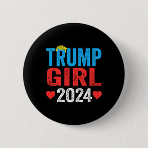 Badge Rond 5 Cm Trump Girl 2024 Mignonne Trump Drapeau Femmes fill