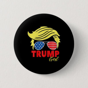 Badge Rond 5 Cm Trump Girl Messy Bun Trump 2024 Election American