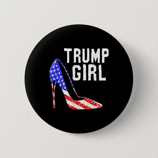 Badge Rond 5 Cm Trump Girl Trump Élection 2025 Drapeau américain (Devant)