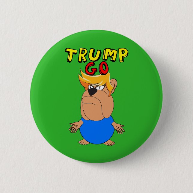 Badge Rond 5 Cm Trump Go Funny Anti Trump Caricature (Devant)
