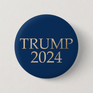 Badge Rond 5 Cm Trump Gold 2024 sur Blue