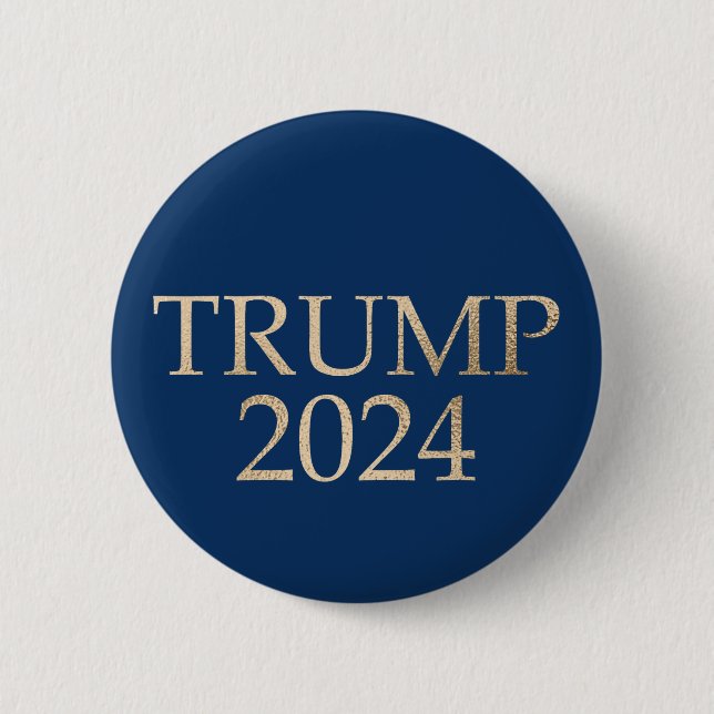 Badge Rond 5 Cm Trump Gold 2024 sur Blue (Devant)