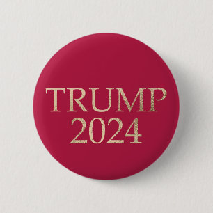 Badge Rond 5 Cm Trump Gold 2024 sur Red