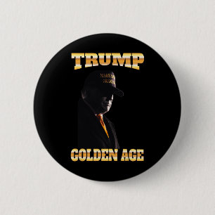 Badge Rond 5 Cm Trump Golden Age Silhouette 45 47 Cravate d'or