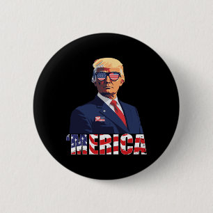 Badge Rond 5 Cm Trump Happy 4 juillet Trump American Flag 1