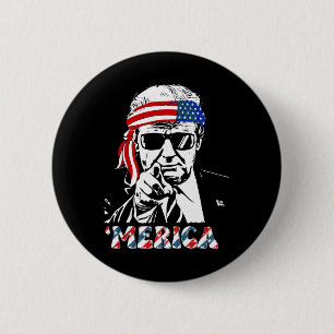 Badge Rond 5 Cm Trump Happy 4 juillet Trump American Flag 1