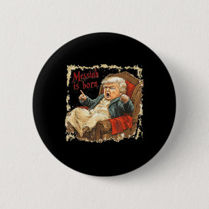Badge Rond 5 Cm Trump Jésus-Christ Noël laid