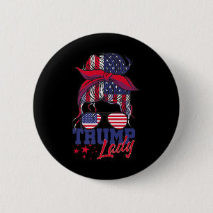 Badge Rond 5 Cm Trump Lady Inauguration Day 2025 Messy Bun America