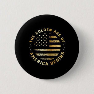 Badge Rond 5 Cm Trump L'Âge d'Or de l'Amérique Commence 2025