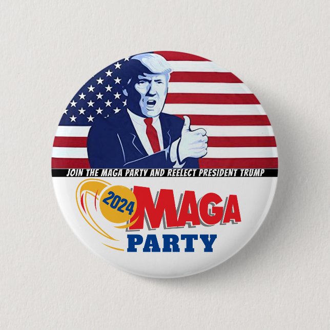 Badge Rond 5 Cm Trump MAGA Party 2024 (Devant)