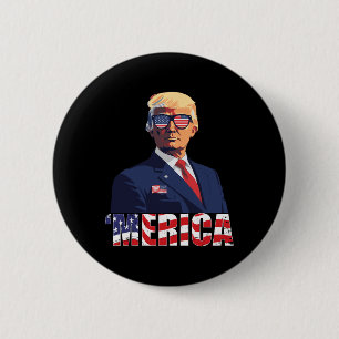 Badge Rond 5 Cm Trump Merica Trump 4 juillet le drapeau américain