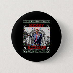 Badge Rond 5 Cm Trump Merrry Rizzmas Drôle Humoristique Danse Trum
